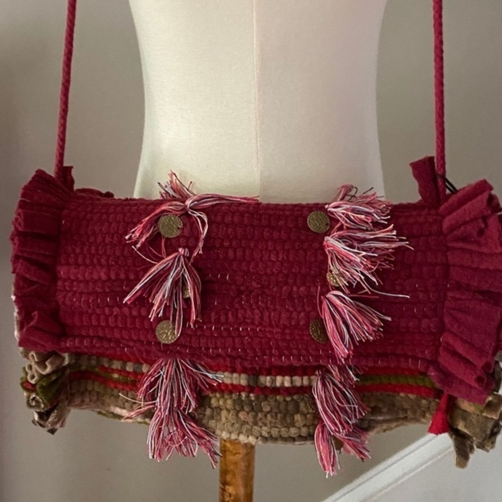 Anthropologie Ibban Tassel Embellished Clutch Crossbody
